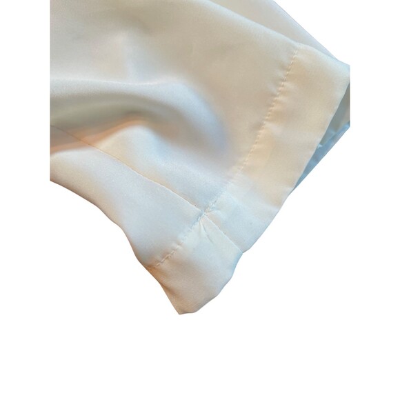 Vintage 80s Claudia Richard Blouse Ivory White Short‎ Sleeve Keyhole Career 14 - Picture 6 of 11